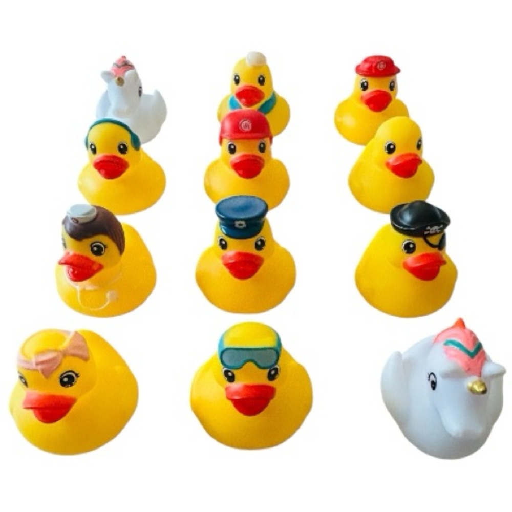 12 Ducks 2.5”Tall bundle Rubber Ducks Bulk 12 Pieces Fun Assortment Colorful New